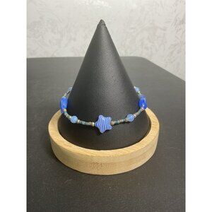 Blue Star Bead Bracelet With Lobster Clasp